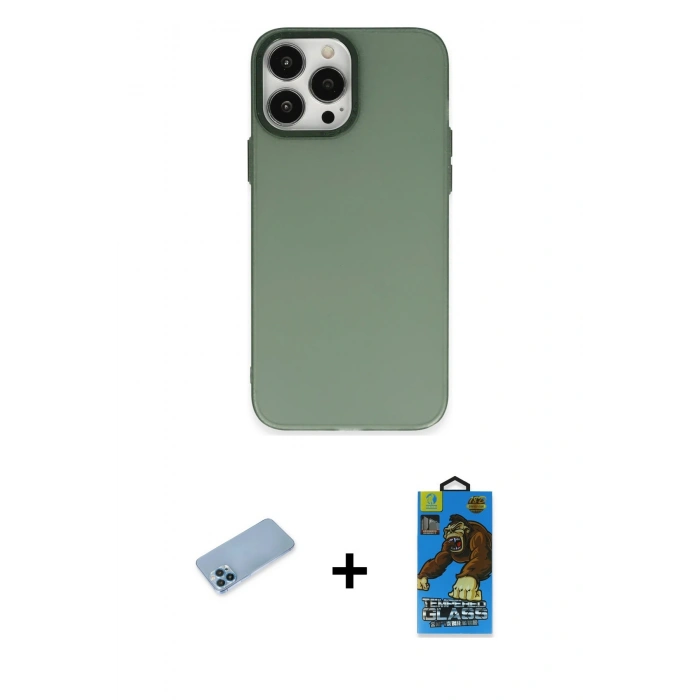 MARSİLYAN™- iPhone 13 Pro Max Kılıf Ahenk Çizgi Prime - Siyah 18D Cam Ekran Koruyucu + Shine Kamera Lens Koruma Cam - MI