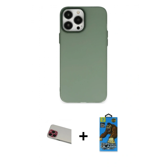 MARSİLYAN™- iPhone 13 Pro Max Kılıf Ahenk Çizgi Prime - Siyah 18D Cam Ekran Koruyucu + Rainbow Kamera Lens Koruma Cam - KI