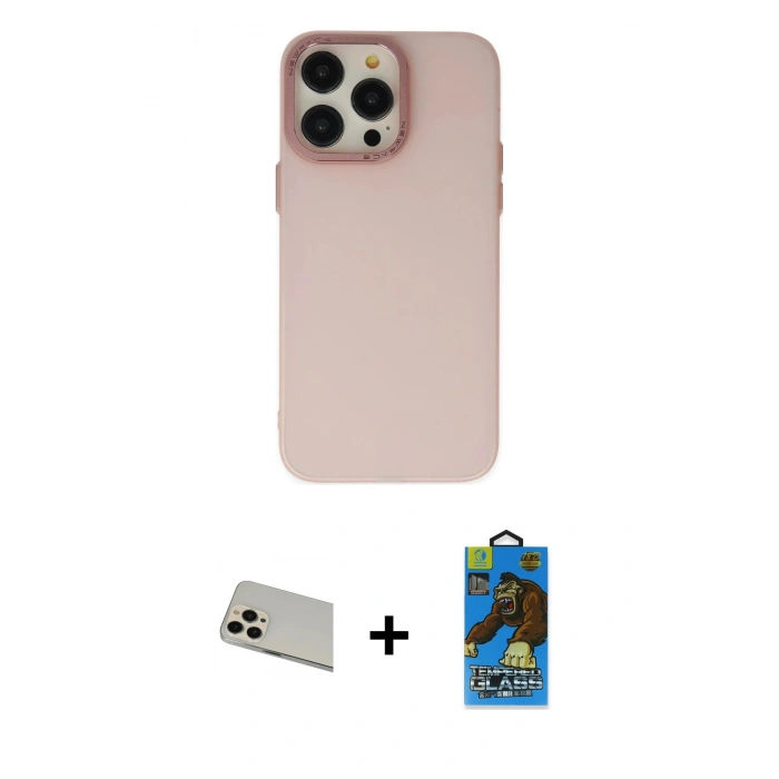 MARSİLYAN™- iPhone 13 Pro Max Kılıf Ahenk Çizgi Prime - Siyah 18D Cam Ekran Koruyucu + Rainbow Kamera Lens Koruma Cam - REGD
