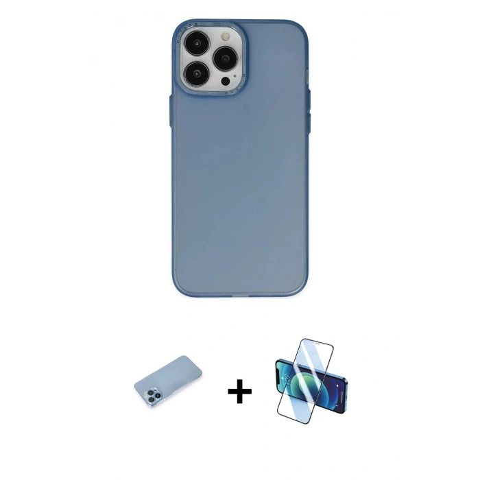 MARSİLYAN™- iPhone 13 Pro Max Kılıf Ahenk Çizgi Prime - Siyah 3D Antistatik Cam Ekran Koruyucu + Shine Kamera Lens Koruma Cam - MI