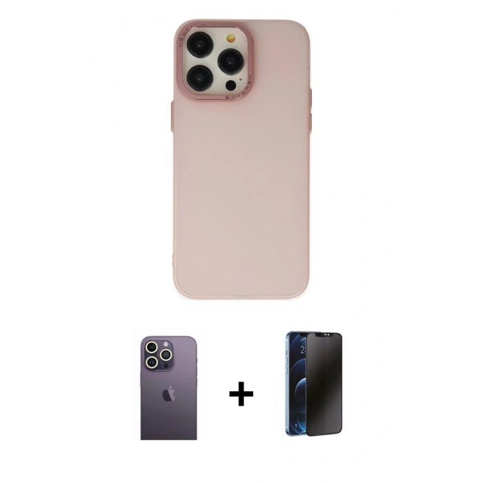 MARSİLYAN™- iPhone 13 Pro Max Kılıf Ahenk Çizgi Prime - Siyah 3D Antistatik Hayalet Cam Ekran Koruyucu + Neon Fosforlu Kamera Lens - BZ
