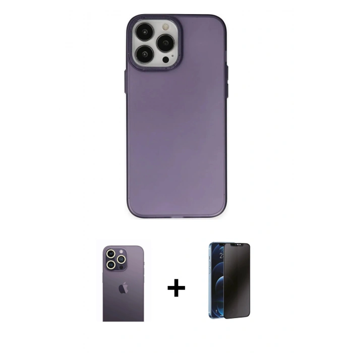 MARSİLYAN™- iPhone 13 Pro Max Kılıf Ahenk Çizgi Prime - Siyah 3D Antistatik Hayalet Cam Ekran Koruyucu + Neon Fosforlu Kamera Lens - BZ