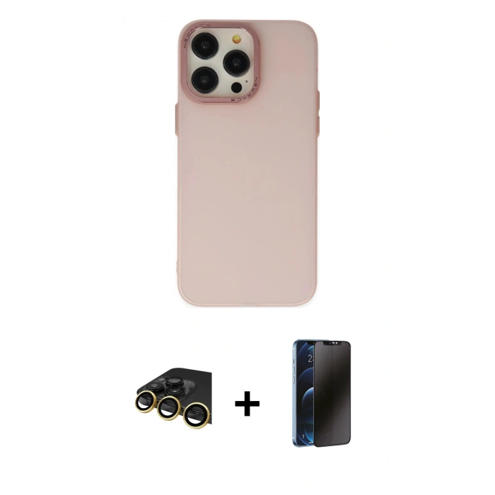 MARSİLYAN™- iPhone 13 Pro Max Kılıf Ahenk Çizgi Prime - Siyah 3D Antistatik Hayalet Cam Ekran Koruyucu + Raze Metal Kamera Lens - GD