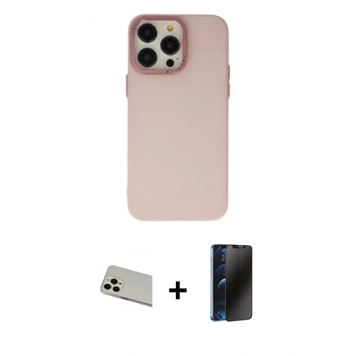MARSİLYAN™- iPhone 13 Pro Max Kılıf Ahenk Çizgi Prime - Siyah 3D Antistatik Hayalet Cam Ekran Koruyucu + Rainbow Kamera Lens Koruma Cam - REGD