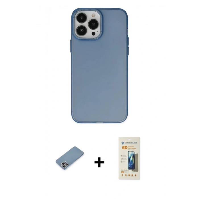 MARSİLYAN™- iPhone 13 Pro Max Kılıf Ahenk Çizgi Prime - Siyah 6D Mat Seramik Hayalet Nano Ekran Koruyucu + Shine Kamera Lens Koruma Cam - GI