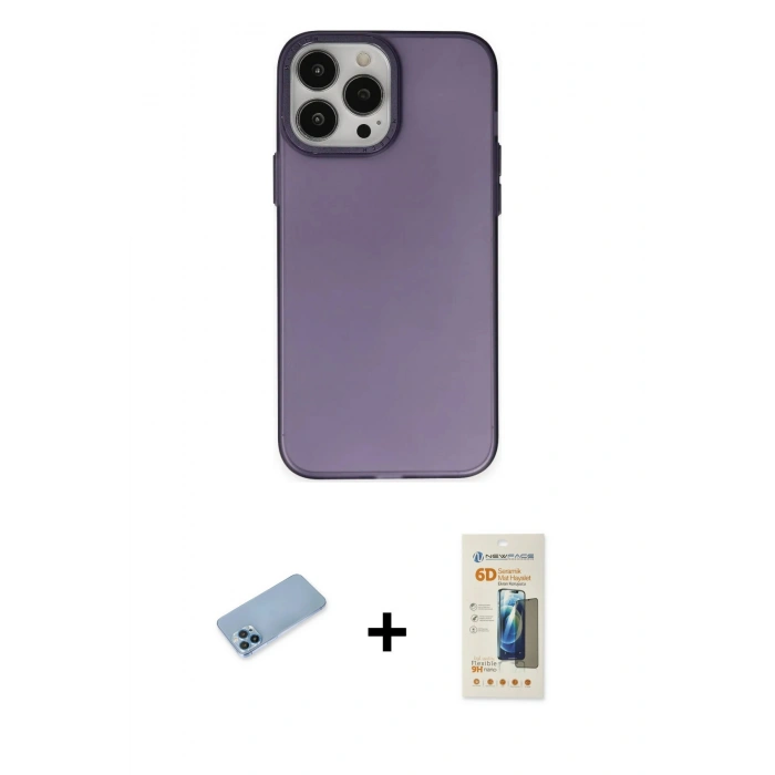 MARSİLYAN™- iPhone 13 Pro Max Kılıf Ahenk Çizgi Prime - Siyah 6D Mat Seramik Hayalet Nano Ekran Koruyucu + Shine Kamera Lens Koruma Cam - MI