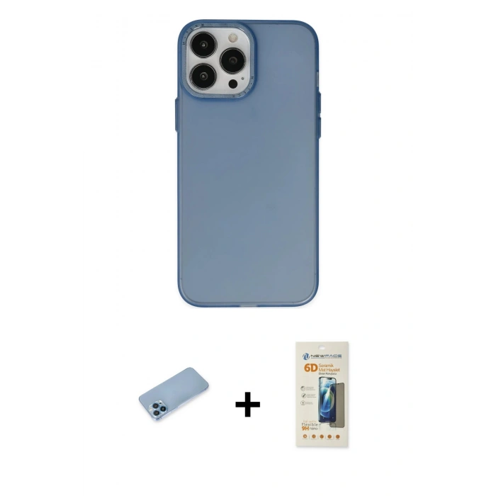 MARSİLYAN™- iPhone 13 Pro Max Kılıf Ahenk Çizgi Prime - Siyah 6D Mat Seramik Hayalet Nano Ekran Koruyucu + Shine Kamera Lens Koruma Cam - MI