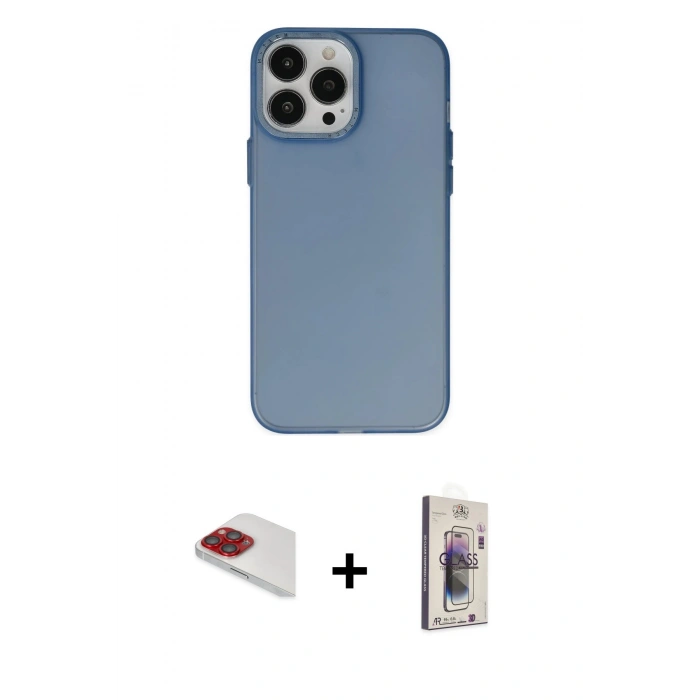 MARSİLYAN™- iPhone 13 Pro Max Kılıf Ahenk Çizgi Prime - Siyah Bilvis 3D Cam Ekran Koruyucu + Pers Alüminyum Kamera Lens - KI
