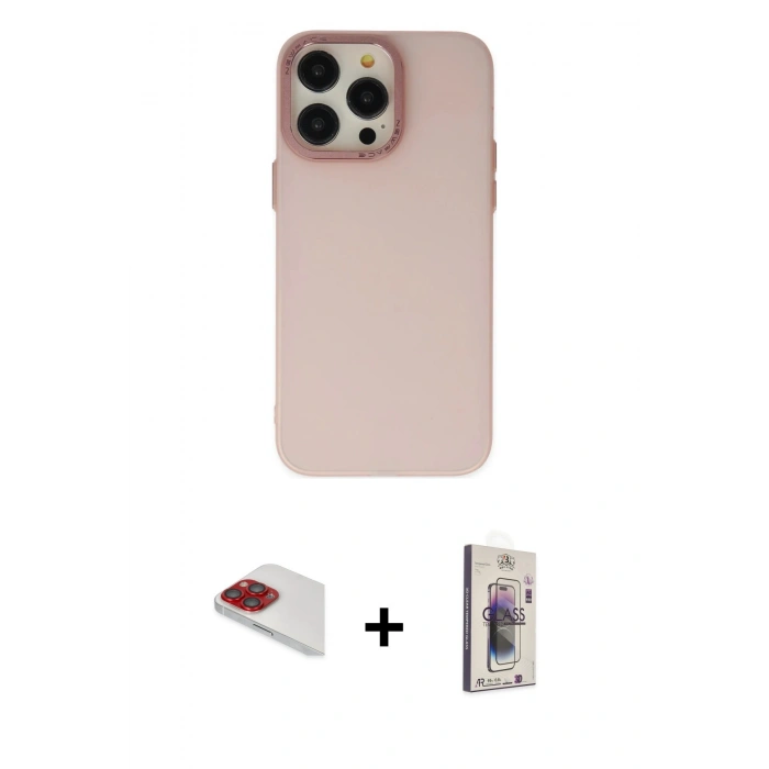 MARSİLYAN™- iPhone 13 Pro Max Kılıf Ahenk Çizgi Prime - Siyah Bilvis 3D Cam Ekran Koruyucu + Pers Alüminyum Kamera Lens - KI