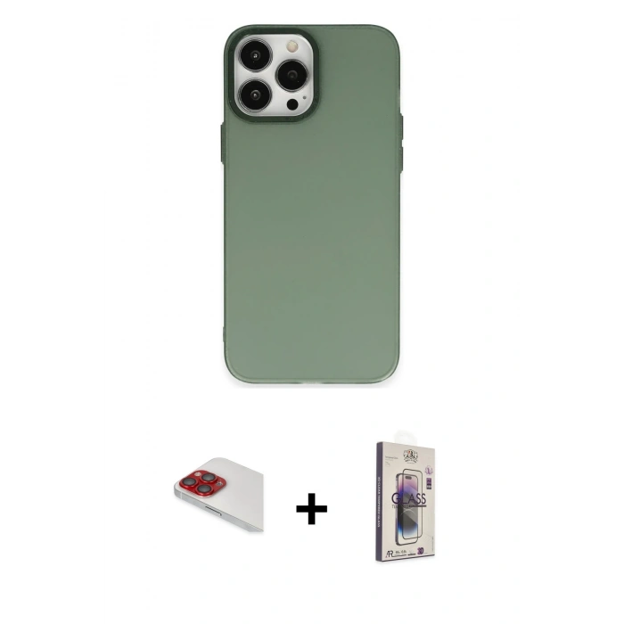 MARSİLYAN™- iPhone 13 Pro Max Kılıf Ahenk Çizgi Prime - Siyah Bilvis 3D Cam Ekran Koruyucu + Pers Alüminyum Kamera Lens - KI