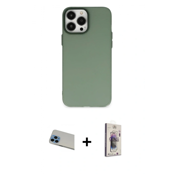 MARSİLYAN™- iPhone 13 Pro Max Kılıf Ahenk Çizgi Prime - Siyah Bilvis 3D Cam Ekran Koruyucu + Rainbow Kamera Lens Koruma Cam - MI