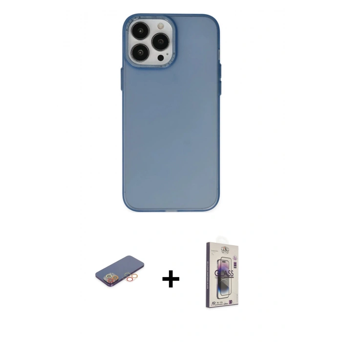 MARSİLYAN™- iPhone 13 Pro Max Kılıf Ahenk Çizgi Prime - Siyah Bilvis 3D Cam Ekran Koruyucu + Renkli Kamera Lens Koruma Cam - TU