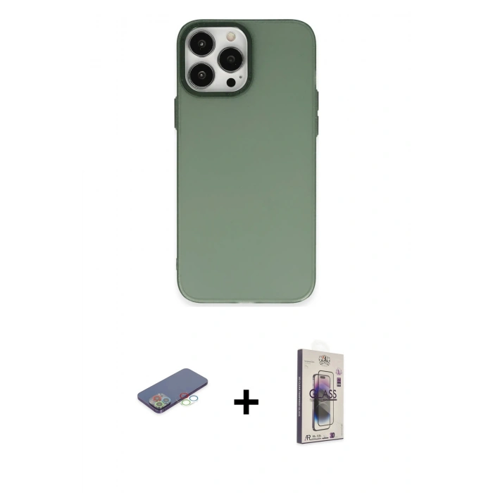 MARSİLYAN™- iPhone 13 Pro Max Kılıf Ahenk Çizgi Prime - Siyah Bilvis 3D Cam Ekran Koruyucu + Renkli Kamera Lens Koruma Cam - MI