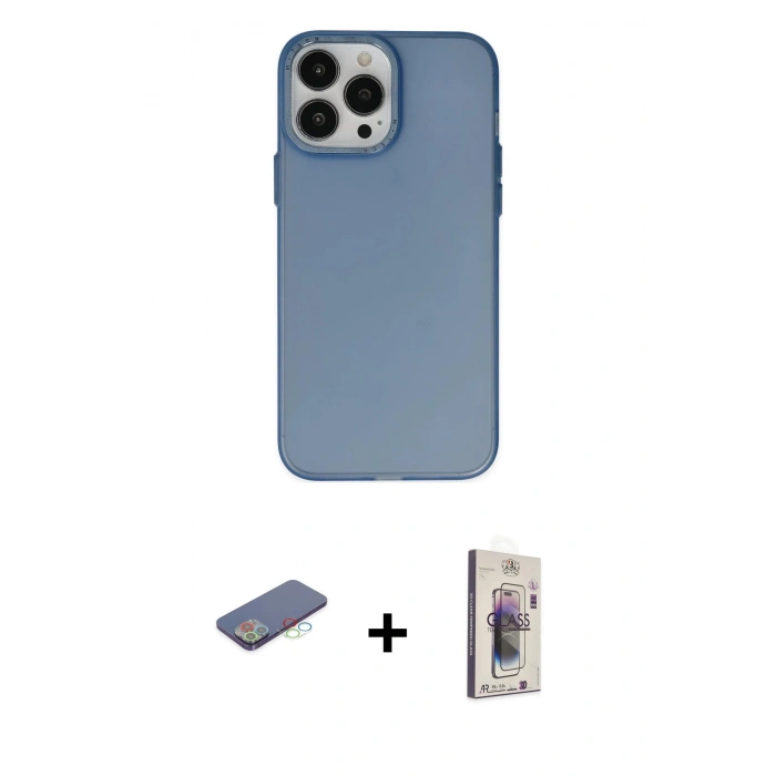 MARSİLYAN™- iPhone 13 Pro Max Kılıf Ahenk Çizgi Prime - Siyah Bilvis 3D Cam Ekran Koruyucu + Renkli Kamera Lens Koruma Cam - MI