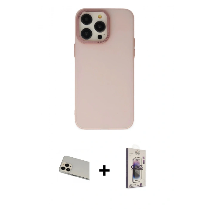 MARSİLYAN™- iPhone 13 Pro Max Kılıf Ahenk Çizgi Prime - Siyah Bilvis 3D Cam Ekran Koruyucu + Rainbow Kamera Lens Koruma Cam - REGD