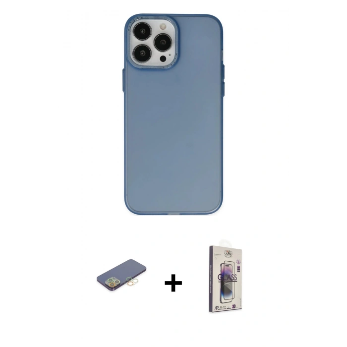 MARSİLYAN™- iPhone 13 Pro Max Kılıf Ahenk Çizgi Prime - Siyah Bilvis 3D Cam Ekran Koruyucu + Renkli Kamera Lens Koruma Cam - SI
