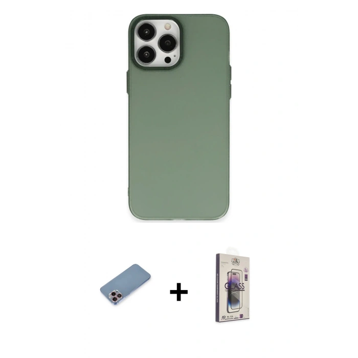 MARSİLYAN™- iPhone 13 Pro Max Kılıf Ahenk Çizgi Prime - Siyah Bilvis 3D Cam Ekran Koruyucu + Shine Kamera Lens Koruma Cam - PE