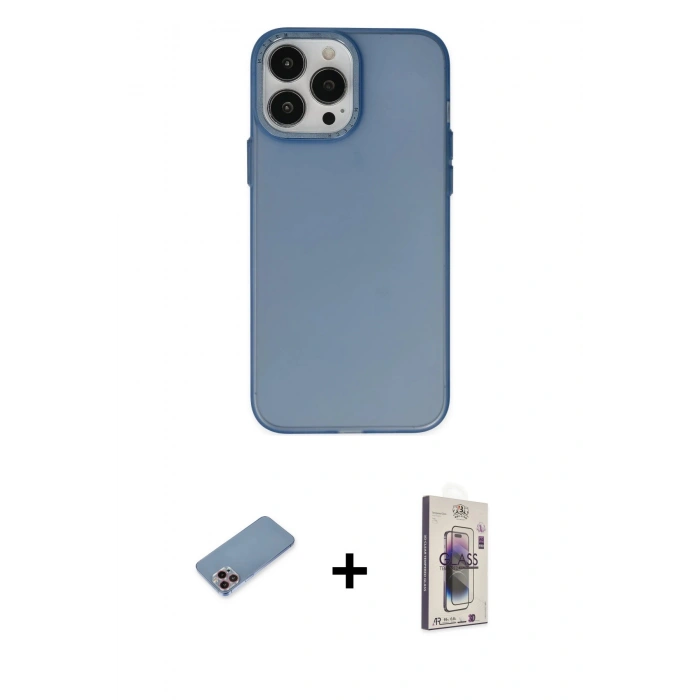MARSİLYAN™- iPhone 13 Pro Max Kılıf Ahenk Çizgi Prime - Siyah Bilvis 3D Cam Ekran Koruyucu + Shine Kamera Lens Koruma Cam - PE