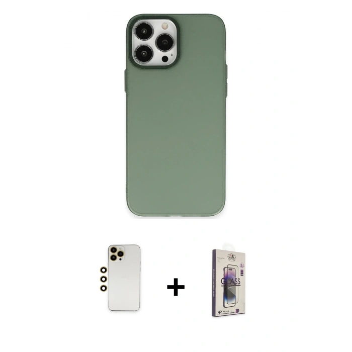 MARSİLYAN™- iPhone 13 Pro Max Kılıf Ahenk Çizgi Prime - Siyah Bilvis 3D Cam Ekran Koruyucu + Shine Kamera Lens - GD