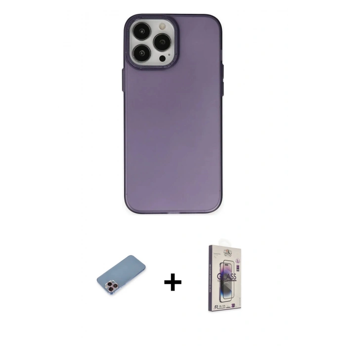 MARSİLYAN™- iPhone 13 Pro Max Kılıf Ahenk Çizgi Prime - Siyah Bilvis 3D Cam Ekran Koruyucu + Shine Kamera Lens Koruma Cam - PE