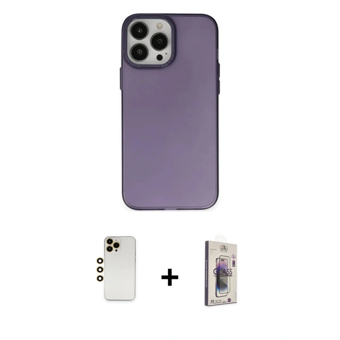 MARSİLYAN™- iPhone 13 Pro Max Kılıf Ahenk Çizgi Prime - Siyah Bilvis 3D Cam Ekran Koruyucu + Shine Kamera Lens - GD