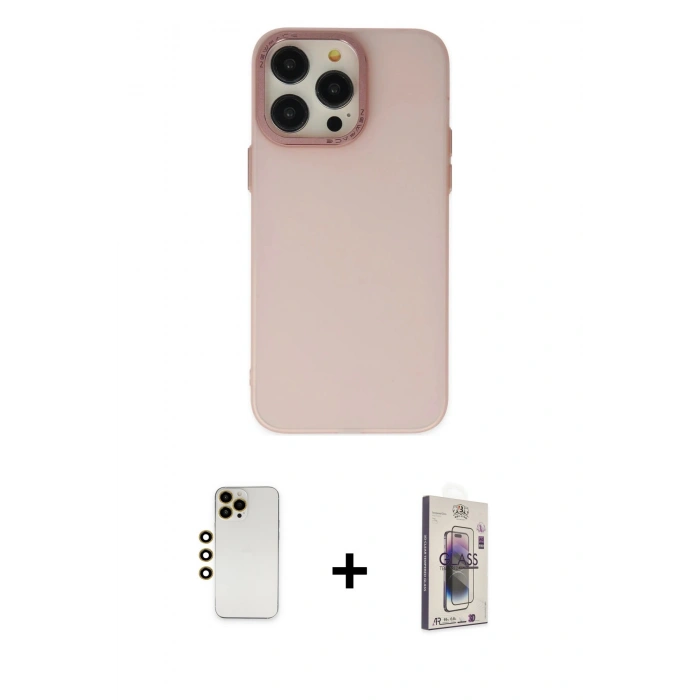 MARSİLYAN™- iPhone 13 Pro Max Kılıf Ahenk Çizgi Prime - Siyah Bilvis 3D Cam Ekran Koruyucu + Shine Kamera Lens - GD