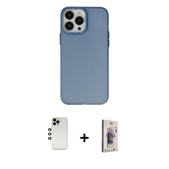 MARSİLYAN™- iPhone 13 Pro Max Kılıf Ahenk Çizgi Prime - Siyah Bilvis 3D Cam Ekran Koruyucu + Shine Kamera Lens - GD