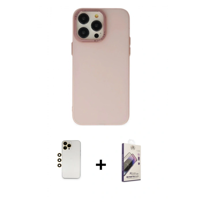 MARSİLYAN™- iPhone 13 Pro Max Kılıf Ahenk Çizgi Prime - Siyah Bilvis 3D Mat Cam Ekran Koruyucu + Shine Kamera Lens - GD