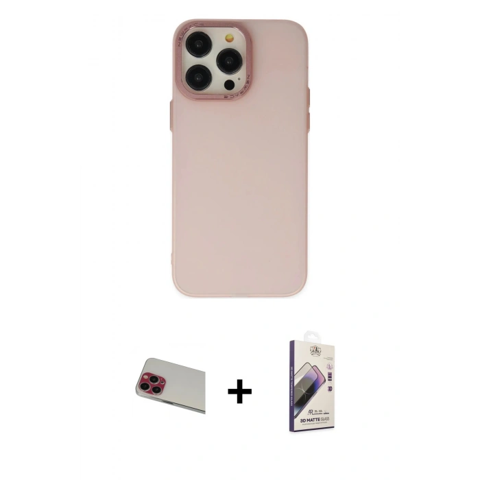 MARSİLYAN™- iPhone 13 Pro Max Kılıf Ahenk Çizgi Prime - Siyah Bilvis 3D Mat Cam Ekran Koruyucu + Rainbow Kamera Lens Koruma Cam - KI