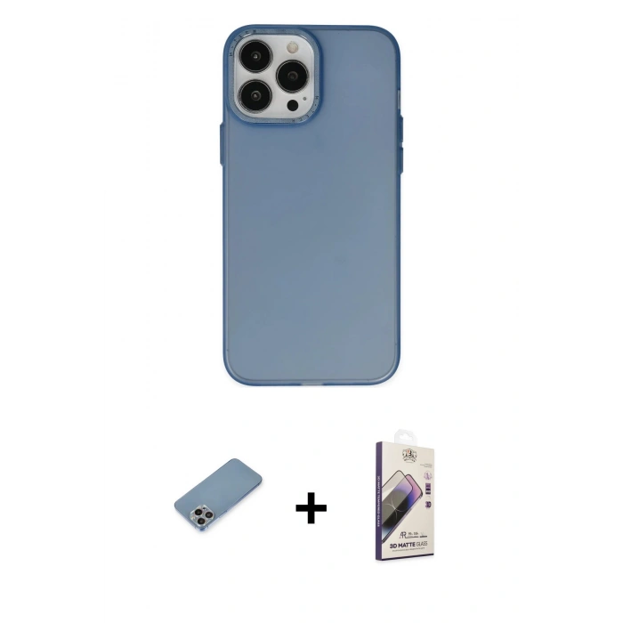 MARSİLYAN™- iPhone 13 Pro Max Kılıf Ahenk Çizgi Prime - Siyah Bilvis 3D Mat Cam Ekran Koruyucu + Shine Kamera Lens Koruma Cam - GI