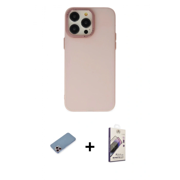 MARSİLYAN™- iPhone 13 Pro Max Kılıf Ahenk Çizgi Prime - Siyah Bilvis 3D Mat Cam Ekran Koruyucu + Shine Kamera Lens Koruma Cam - PE