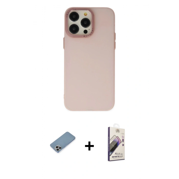 MARSİLYAN™- iPhone 13 Pro Max Kılıf Ahenk Çizgi Prime - Siyah Bilvis 3D Mat Cam Ekran Koruyucu + Shine Kamera Lens Koruma Cam - GI