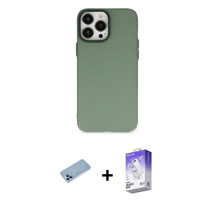 MARSİLYAN™- iPhone 13 Pro Max Kılıf Ahenk Çizgi Prime - Siyah Bilvis 5in1 3D Magic Cam Ekran Koruyucu + Shine Kamera Lens Koruma Cam - MI