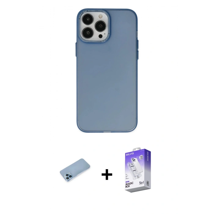 MARSİLYAN™- iPhone 13 Pro Max Kılıf Ahenk Çizgi Prime - Siyah Bilvis 5in1 3D Magic Cam Ekran Koruyucu + Shine Kamera Lens Koruma Cam - MI