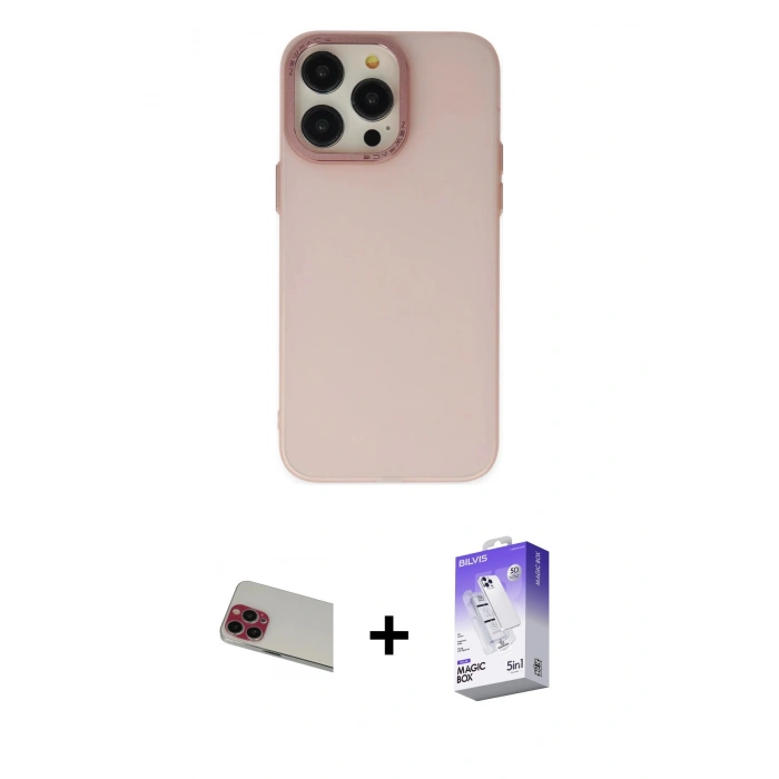 MARSİLYAN™- iPhone 13 Pro Max Kılıf Ahenk Çizgi Prime - Siyah Bilvis 5in1 3D Magic Cam Ekran Koruyucu + Rainbow Kamera Lens Koruma Cam - KI