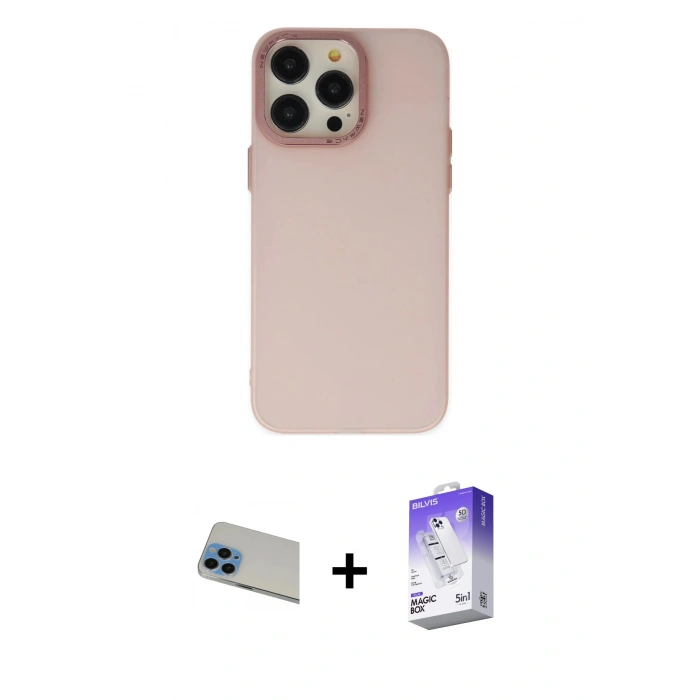MARSİLYAN™- iPhone 13 Pro Max Kılıf Ahenk Çizgi Prime - Siyah Bilvis 5in1 3D Magic Cam Ekran Koruyucu + Rainbow Kamera Lens Koruma Cam - MI