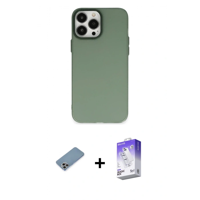 MARSİLYAN™- iPhone 13 Pro Max Kılıf Ahenk Çizgi Prime - Siyah Bilvis 5in1 3D Magic Cam Ekran Koruyucu + Shine Kamera Lens Koruma Cam - GI