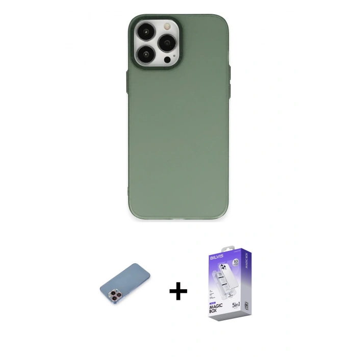 MARSİLYAN™- iPhone 13 Pro Max Kılıf Ahenk Çizgi Prime - Siyah Bilvis 5in1 3D Magic Cam Ekran Koruyucu + Shine Kamera Lens Koruma Cam - PE
