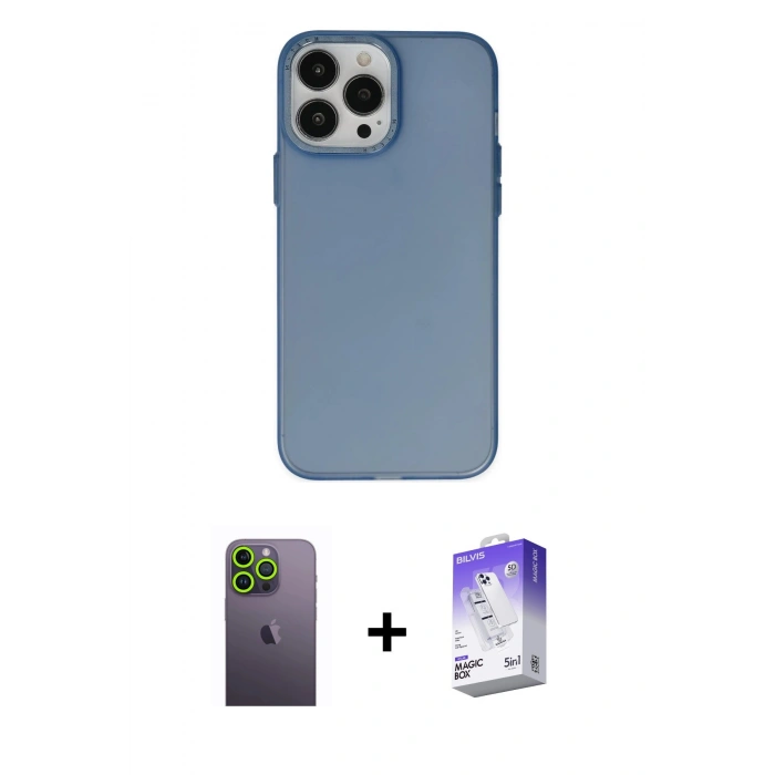 MARSİLYAN™- iPhone 13 Pro Max Kılıf Ahenk Çizgi Prime - Siyah Bilvis 5in1 3D Magic Cam Ekran Koruyucu + Yeşil Neon Fosforlu Kamera Lens
