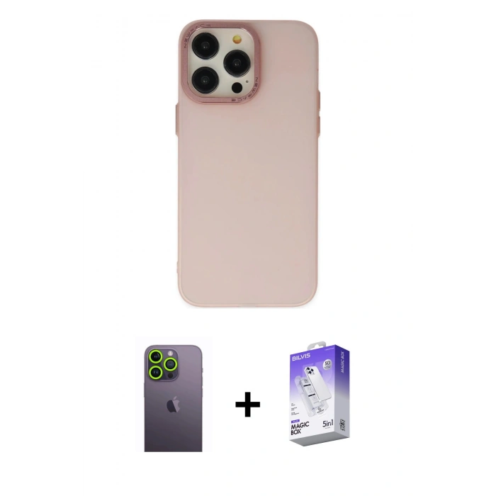 MARSİLYAN™- iPhone 13 Pro Max Kılıf Ahenk Çizgi Prime - Siyah Bilvis 5in1 3D Magic Cam Ekran Koruyucu + Yeşil Neon Fosforlu Kamera Lens
