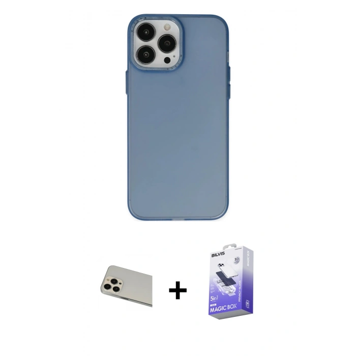 MARSİLYAN™- iPhone 13 Pro Max Kılıf Ahenk Çizgi Prime - Siyah Bilvis 5in1 5D Magic Hayalet Cam Ekran Koruyucu + Rainbow Kamera Lens Koruma Cam - REGD