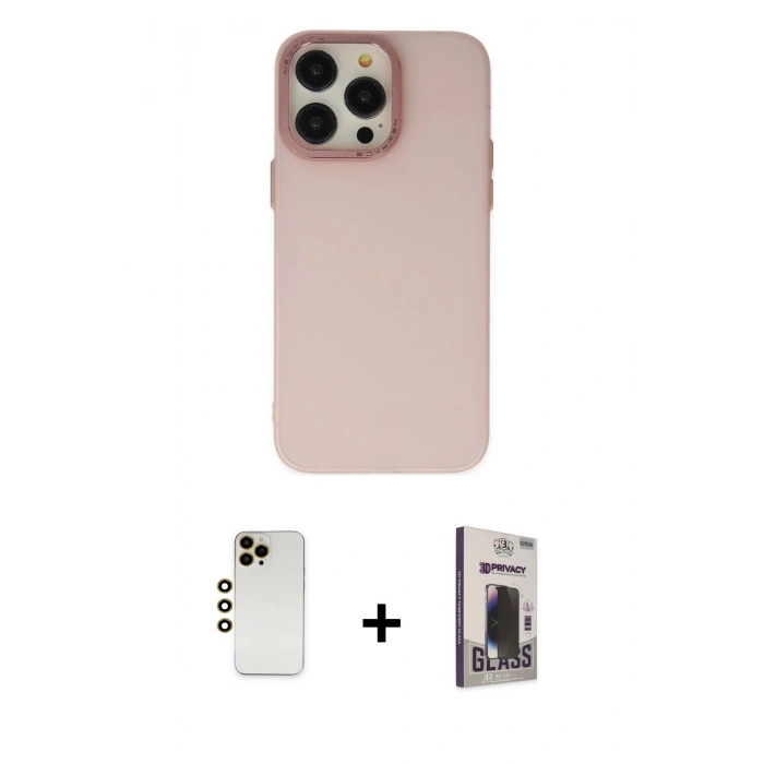 MARSİLYAN™- iPhone 13 Pro Max Kılıf Ahenk Çizgi Prime - Siyah Bilvis Hayalet Cam Ekran Koruyucu + Shine Kamera Lens - GD