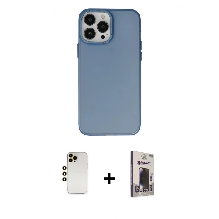 MARSİLYAN™- iPhone 13 Pro Max Kılıf Ahenk Çizgi Prime - Siyah Bilvis Hayalet Cam Ekran Koruyucu + Shine Kamera Lens - GD