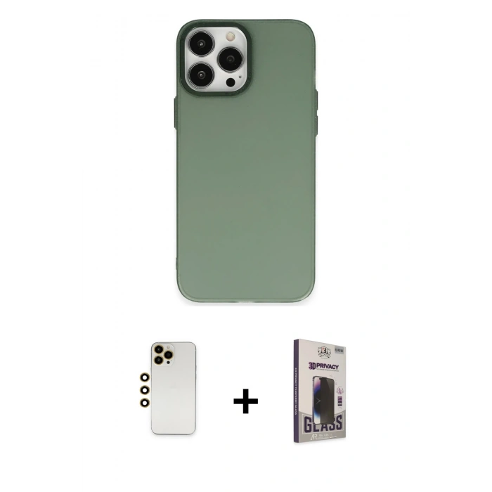 MARSİLYAN™- iPhone 13 Pro Max Kılıf Ahenk Çizgi Prime - Siyah Bilvis Hayalet Cam Ekran Koruyucu + Shine Kamera Lens - GD