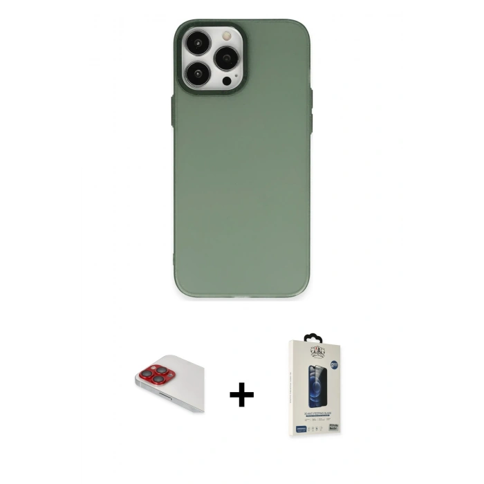 MARSİLYAN™- iPhone 13 Pro Max Kılıf Ahenk Çizgi Prime - Siyah Bilvis Hayalet Cam Ekran Koruyucu + Pers Alüminyum Kamera Lens - KI