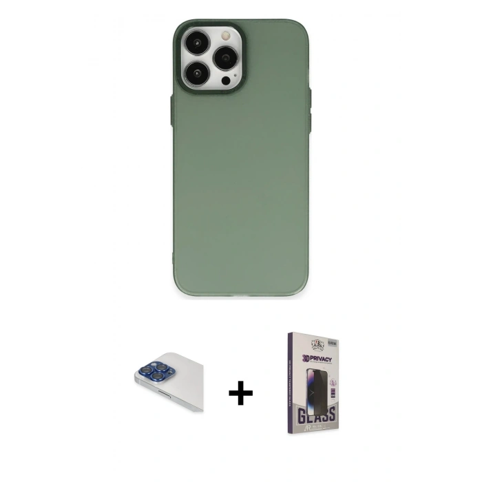 MARSİLYAN™- iPhone 13 Pro Max Kılıf Ahenk Çizgi Prime - Siyah Bilvis Hayalet Cam Ekran Koruyucu + Pers Alüminyum Kamera Lens - LT