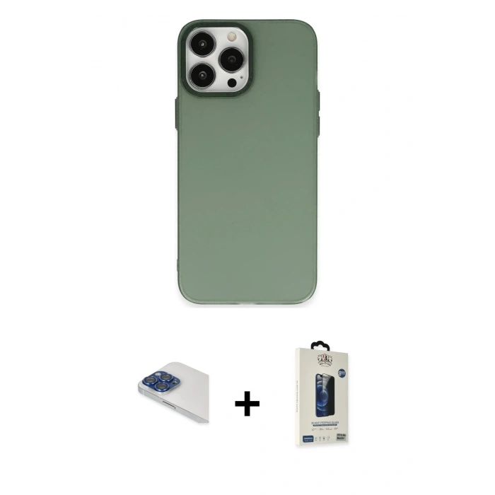 MARSİLYAN™- iPhone 13 Pro Max Kılıf Ahenk Çizgi Prime - Siyah Bilvis Hayalet Cam Ekran Koruyucu + Pers Alüminyum Kamera Lens - LT