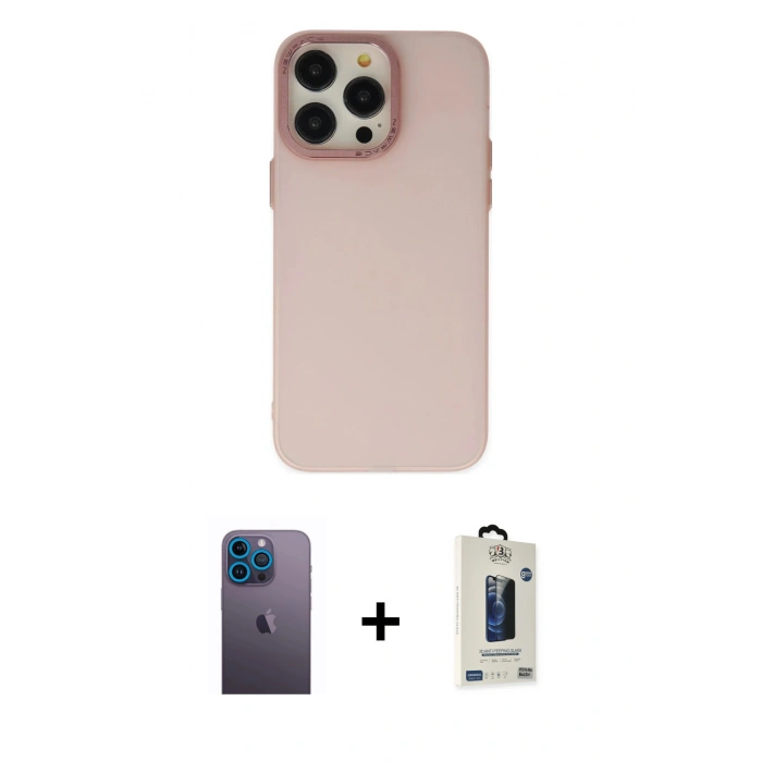 MARSİLYAN™- iPhone 13 Pro Max Kılıf Ahenk Çizgi Prime - Siyah Bilvis Hayalet Cam Ekran Koruyucu + Neon Fosforlu Kamera Lens - MI