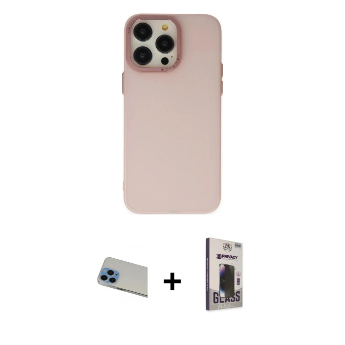 MARSİLYAN™- iPhone 13 Pro Max Kılıf Ahenk Çizgi Prime - Siyah Bilvis Hayalet Cam Ekran Koruyucu + Rainbow Kamera Lens Koruma Cam - MI