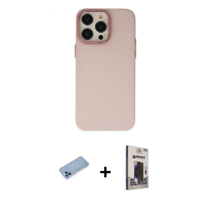 MARSİLYAN™- iPhone 13 Pro Max Kılıf Ahenk Çizgi Prime - Siyah Bilvis Hayalet Cam Ekran Koruyucu + Shine Kamera Lens Koruma Cam - MI